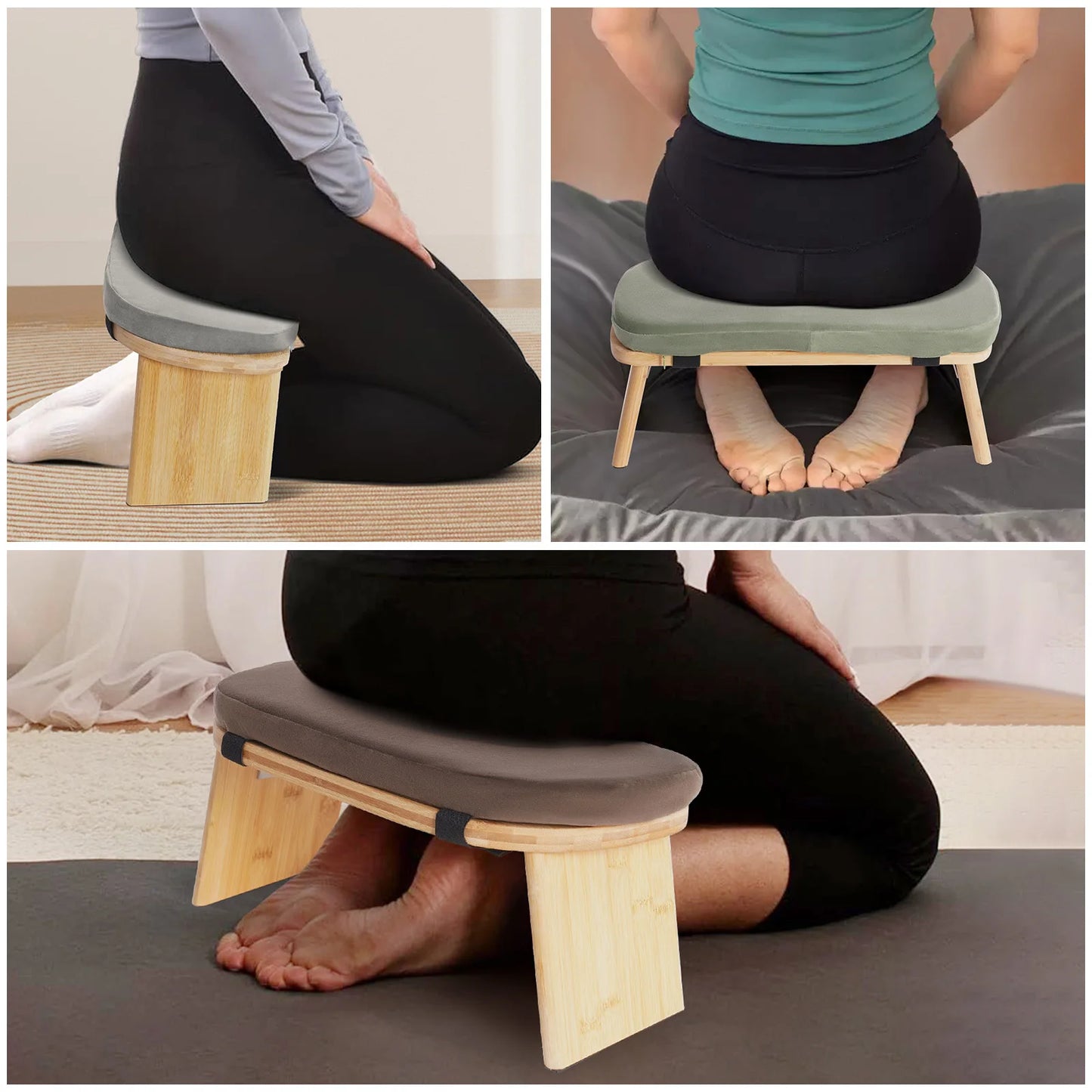 Bamboo Foldable Meditation Stool Freestanding Scratch Resistant