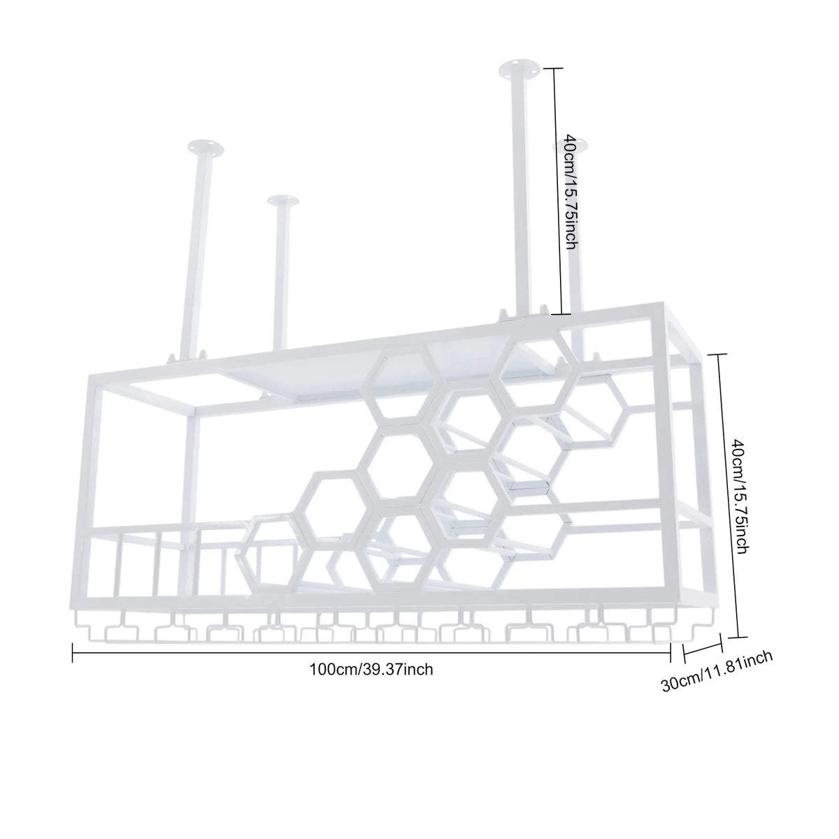 2-Tier Hanging Wine Rack, 150lbs Load Capacity Ceiling Wine Storage Shelf, Honeycomb Structure Suspended Wine Bottle Holder For Homes, Hotels, Wineries