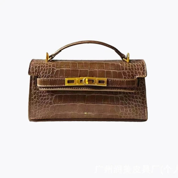 JW PEI Noor Mini Leather Top Handle Handbag Women's Crocodile Embossed Crossbody Purse Elegant Luxury Style Satchel Shoulder Bag