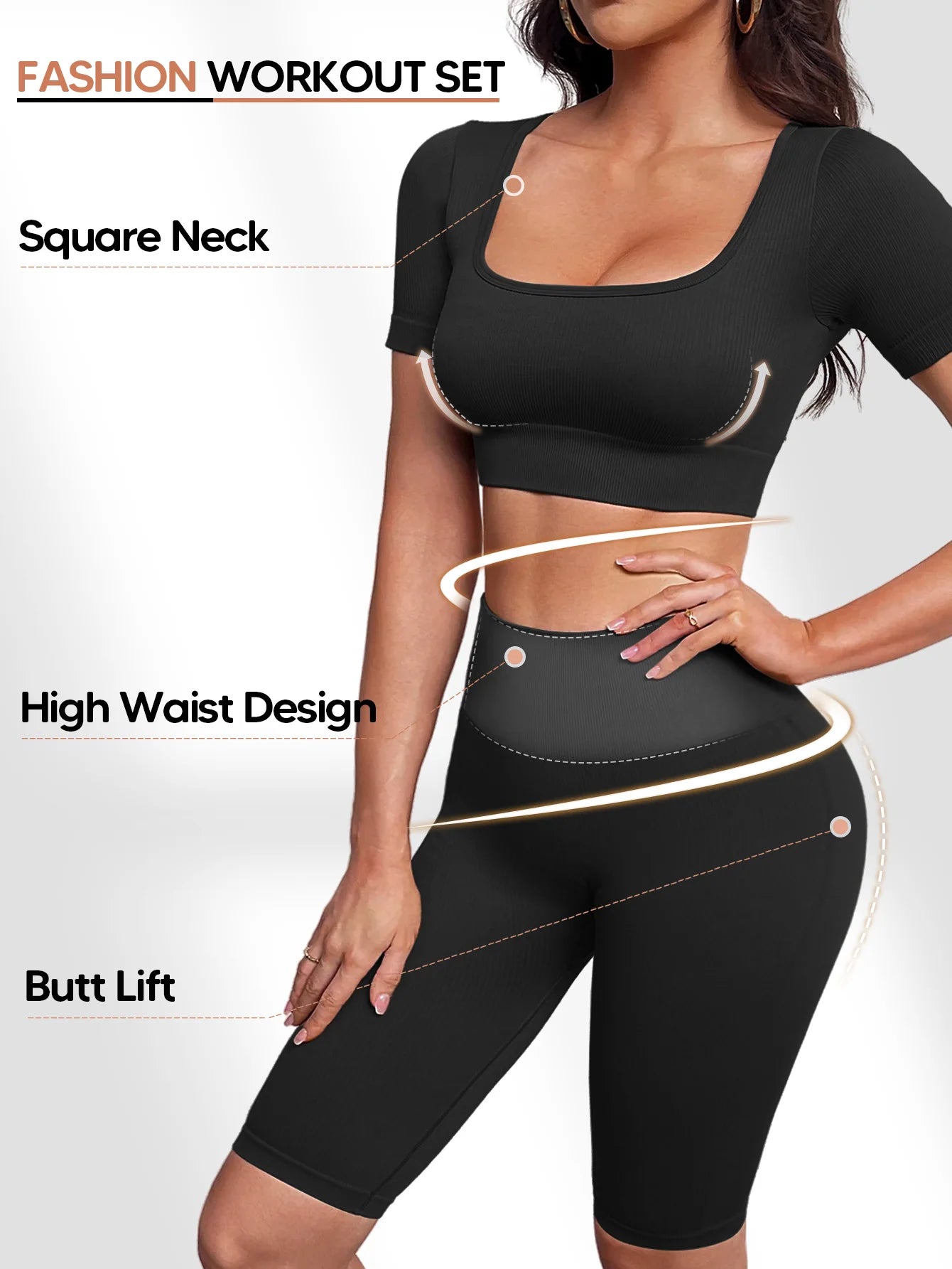 Women's Seamless 2-Piece Workout Set With Crop Tank And High Waist Shorts