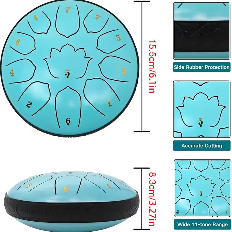 Portable Steel Tongue Drum 11 Notes For Zen Yoga Meditation