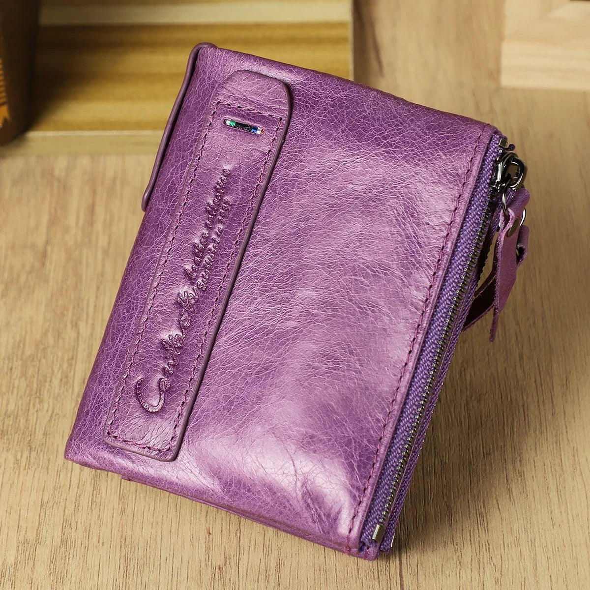 Genuine Leather Short Wallet Card Holder Money Clip Unisex