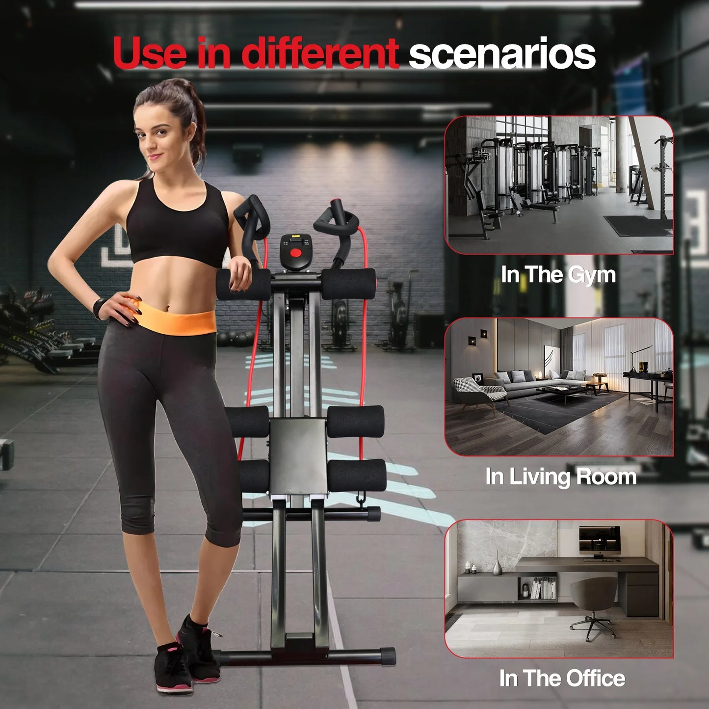 GIKPAL Foldable Ab Workout Machine Home Gym LCD Display 440lbs