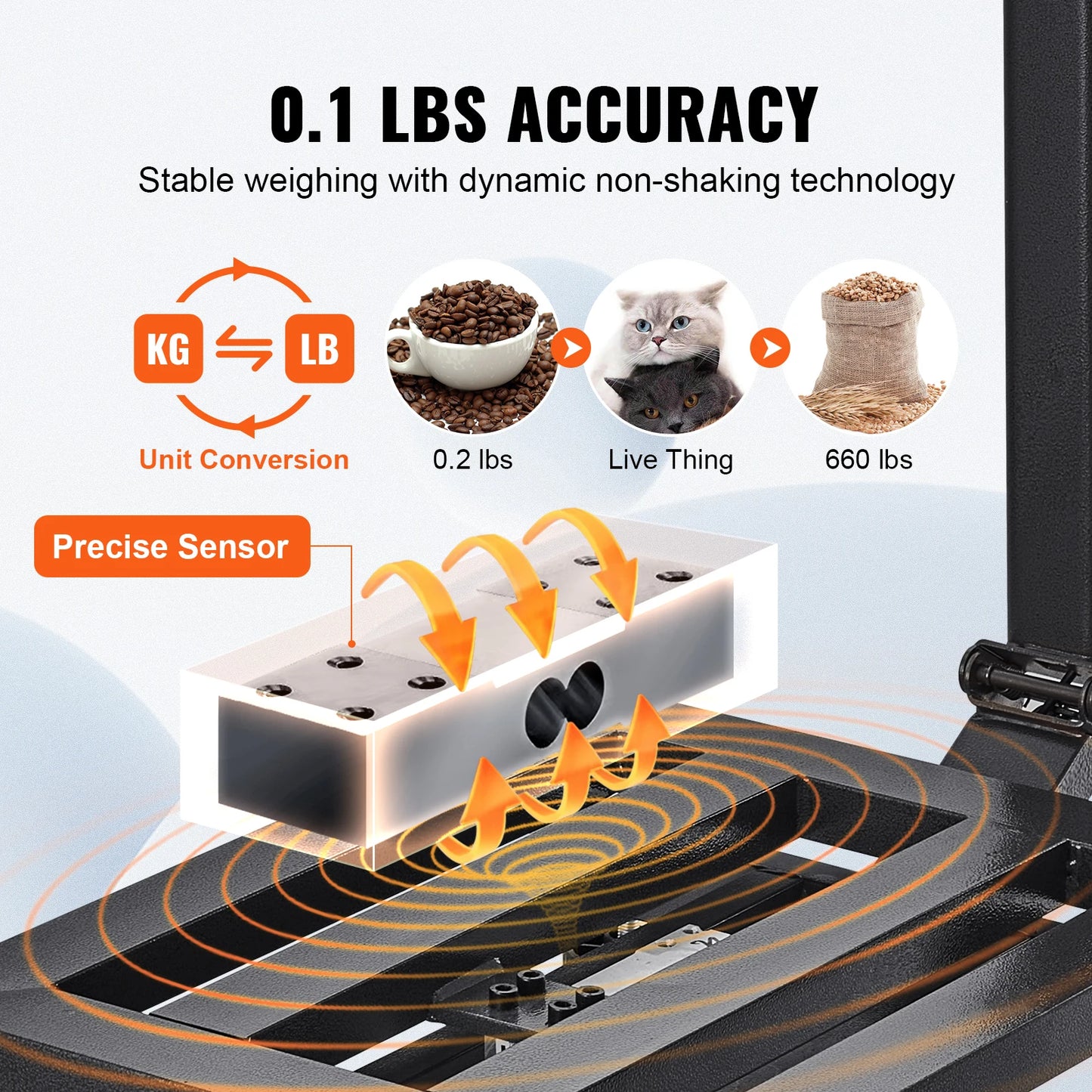 SucceBuy 660Lbs Computing Digital Platform Scale 0.1LBS Accuracy Floor Scale with LB/KG High-Definition Display for Box Luggage
