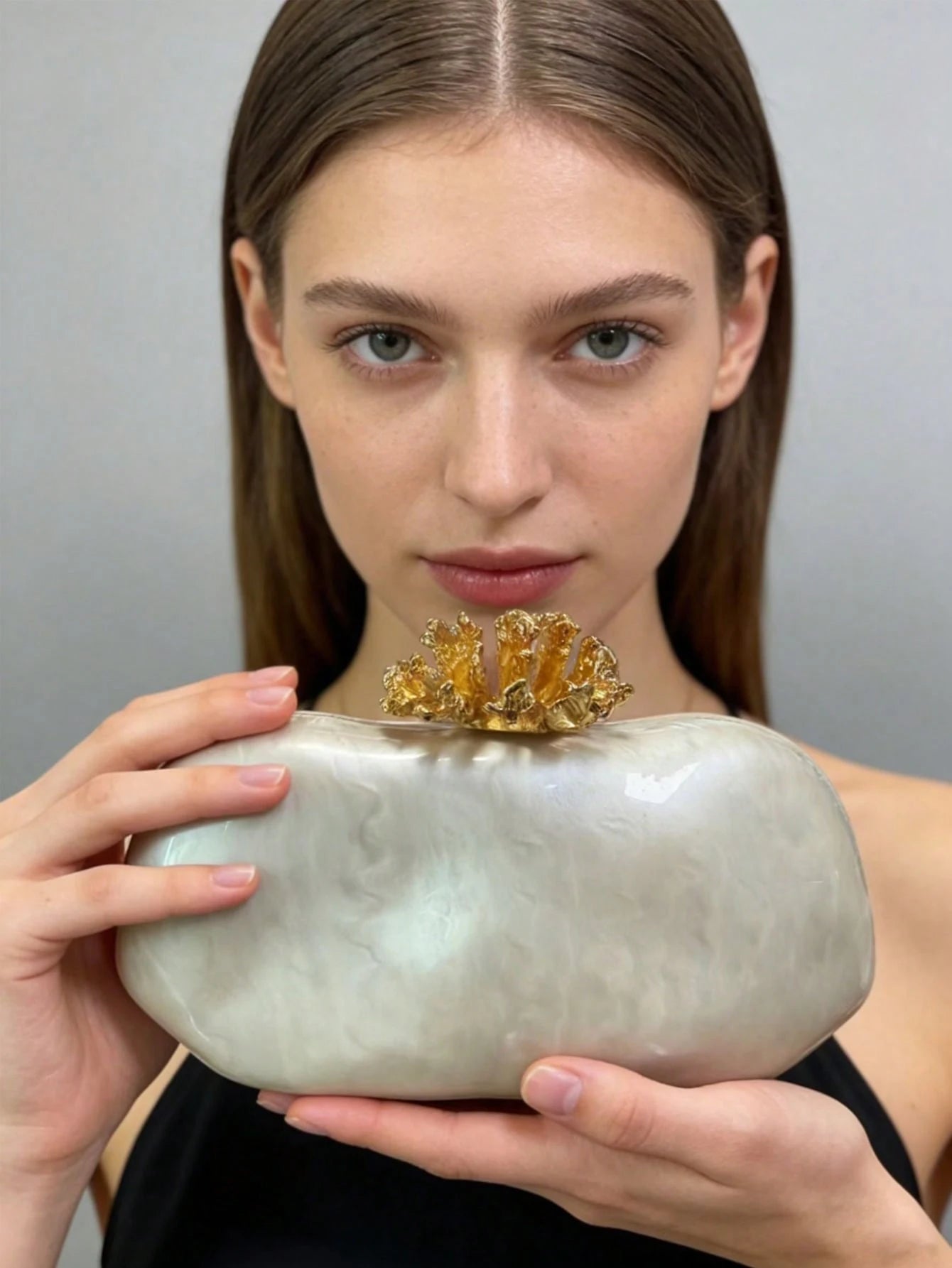 Acrylic Alloy Flower Shell Shoulder Bag For Women Evening Clutch