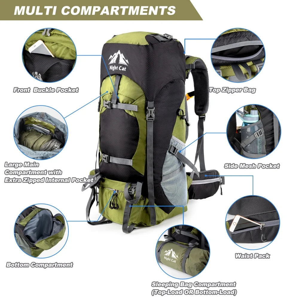 Night Cat Lightweight Hiking Backpack Unisex All Seasons Waterproof Travel