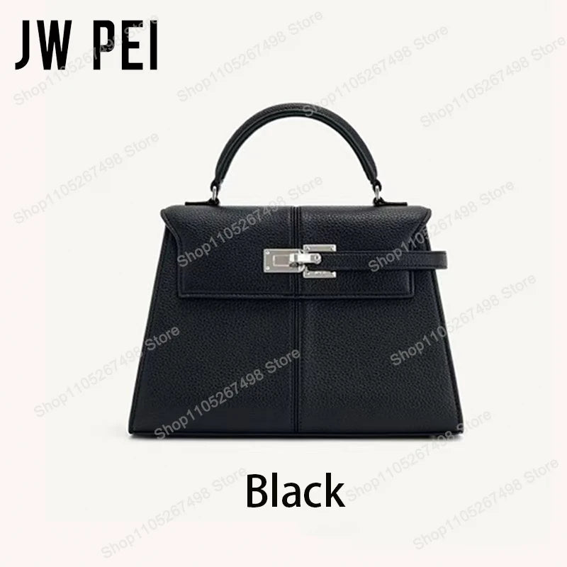 JW PEI Elise Classic Trapezoid Top Handle Bag Genuine Leather Women's Shoulder Bag Crossbody Purse Quiet Luxury Fashion Handbag
