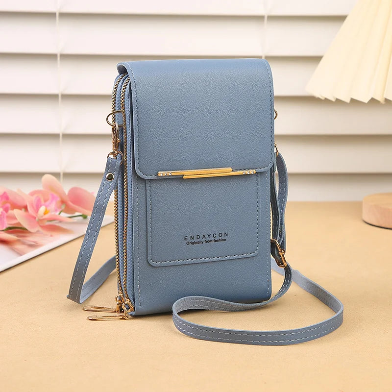 Faux Leather Crossbody Shoulder Purse With Touch Screen Phone Pocket