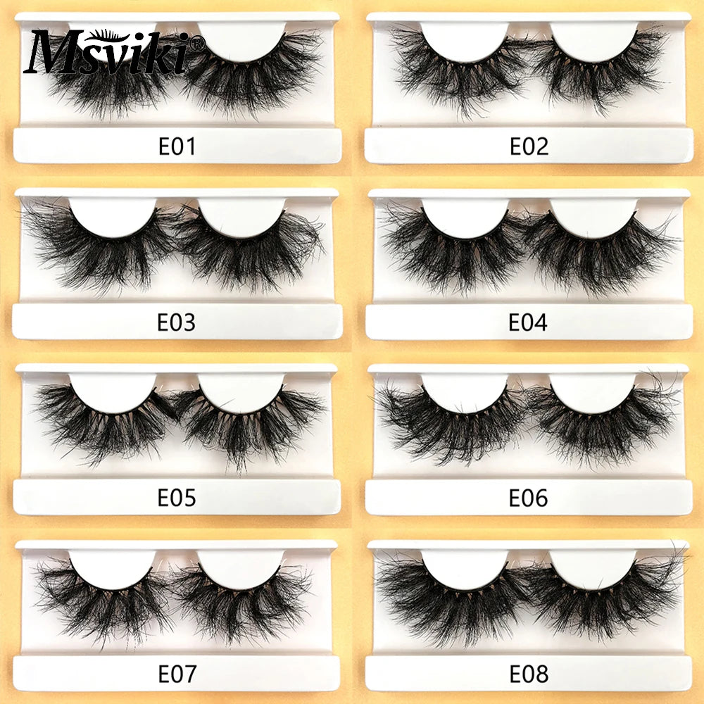 Messy 3D 5D Mink Lashes Bulk Wholesale Fluffy 22-25MM Mink Eyelashes Box Package Handmade Thick False Eyelashes Supplies Makeup