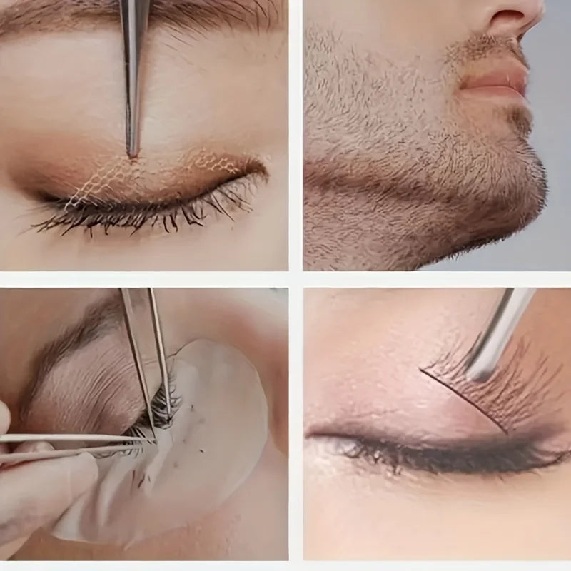 1/4pc Stainless Steel  Eyebrow Tweezers Kit Eyebrow Eyelash Tweezers with Storage Bag Beauty Salon Home Hair Removal Tweezers